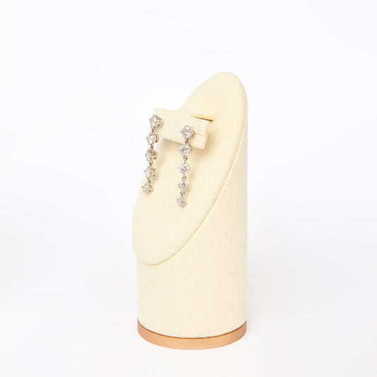 NOVI Jewelry 18K white gold long drop earrings with 2.03 ct natural brilliant-cut diamonds, GCI certified luxury diamond earrings.