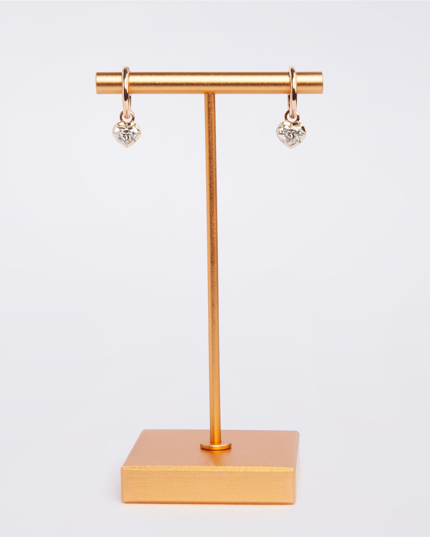 NOVI Jewelry 18K rose gold earrings with 1.01 ct heart-cut natural diamonds, GIA certified luxury diamond earrings.