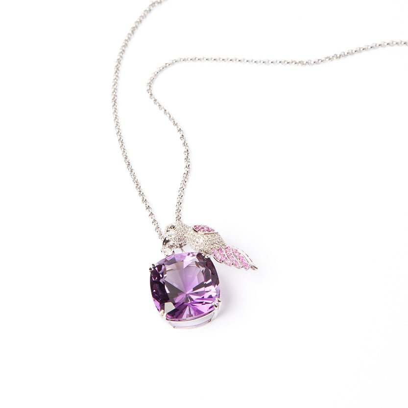 Amethyst, Pink Sapphire & Diamond Pendant