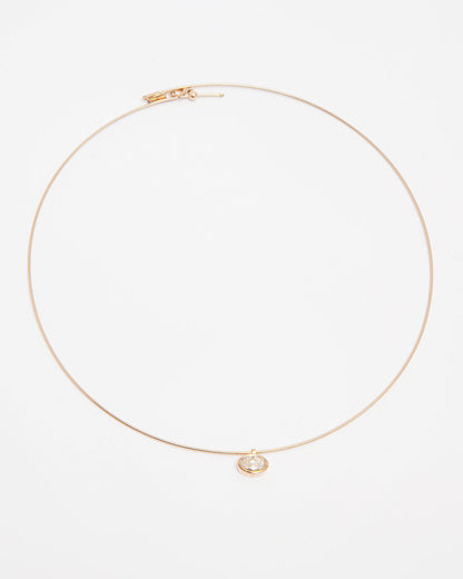 NOVI Jewelry gold choker necklace with 0.90 ct J color SI1 natural oval diamond, IGI certified, jewelry weight 4.2 g, gold weight 4.02 g, modern elegant diamond choker.