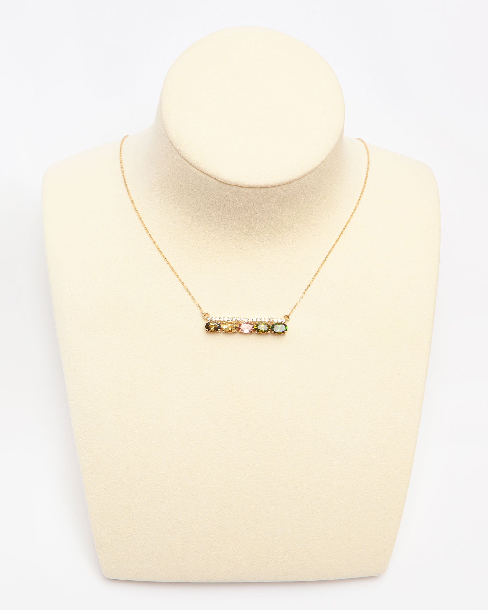 NOVI Jewelry 18K yellow gold pendant with 2.58 ct natural tourmalines and sapphires, IGI certified luxury gemstone jewelry.