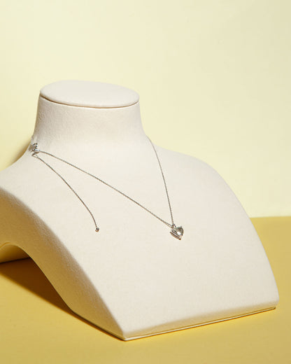 NOVI Jewelry heart-shaped pendant necklace with 1.01 ct K/I1 natural diamond, GWLab certified romantic diamond jewelry, 45 cm chain.