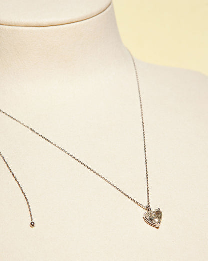 NOVI Jewelry heart-shaped pendant necklace with 1.01 ct K/I1 natural diamond, GWLab certified romantic diamond jewelry, 45 cm chain.
