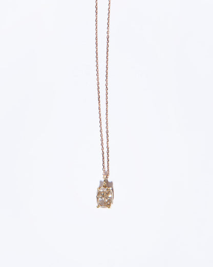 NOVI Jewelry pendant necklace with 1.38 ct fancy brown natural diamond, SI2, IGI certified, jewelry weight 2 g, gold weight 1.7 g, elegant cushion-cut diamond pendant.