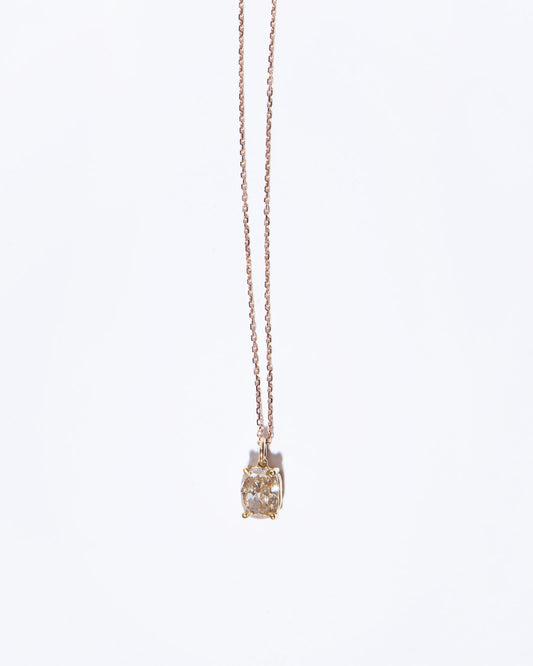 NOVI Jewelry pendant necklace with 1.38 ct fancy brown natural diamond, SI2, IGI certified, jewelry weight 2 g, gold weight 1.7 g, elegant cushion-cut diamond pendant.