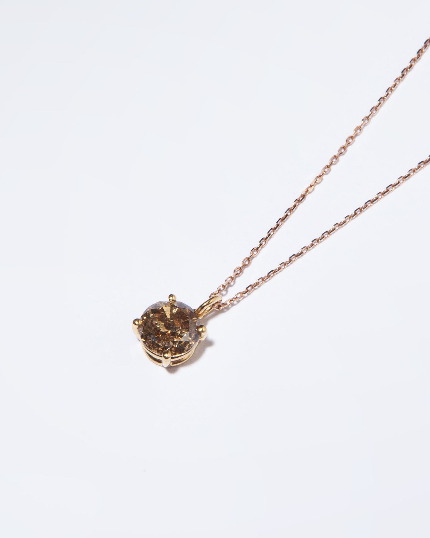 NOVI Jewelry 18K gold pendant necklace with 2.01 ct yellowish-brown natural diamond, SI1, IGI certified luxury diamond jewelry.