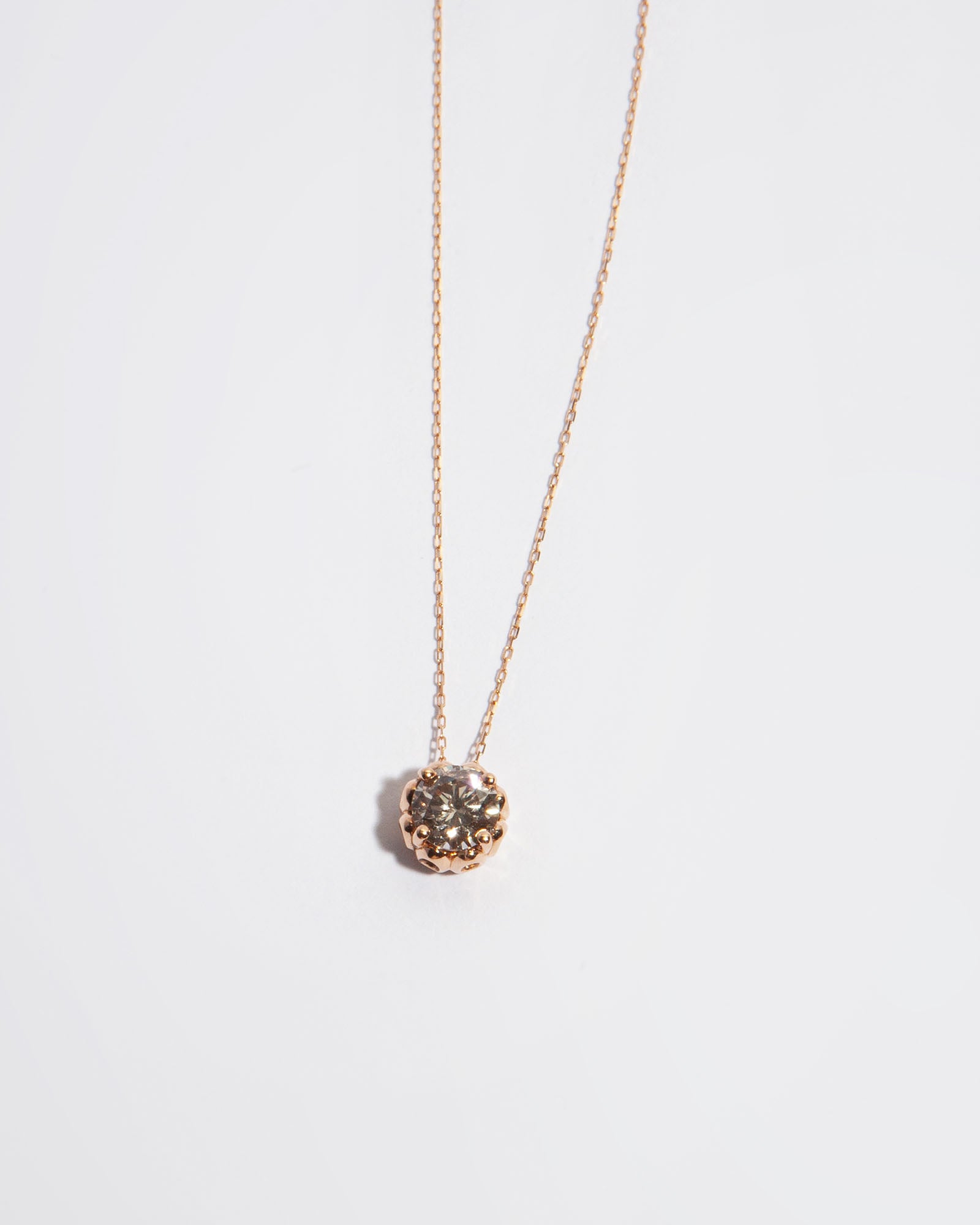 NOVI Jewelry 18K gold pendant necklace with 0.81 ct fancy grey natural diamond, GWL certified elegant diamond jewelry.
