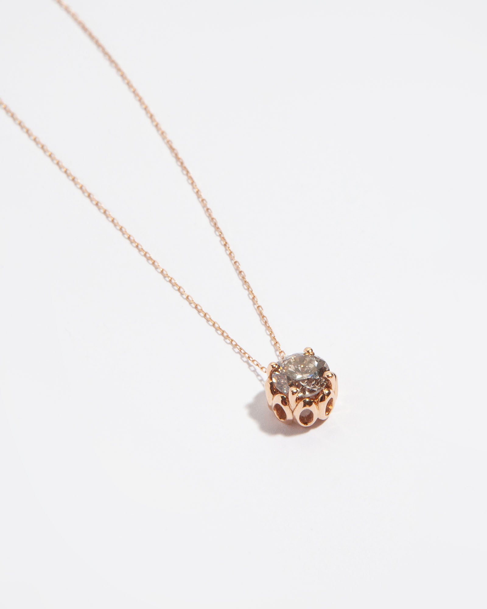 NOVI Jewelry 18K gold pendant necklace with 0.81 ct fancy grey natural diamond, GWL certified elegant diamond jewelry.