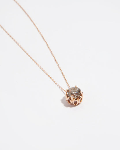 NOVI Jewelry 18K gold pendant necklace with 0.81 ct fancy grey natural diamond, GWL certified elegant diamond jewelry.