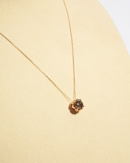 NOVI Jewelry 18K gold pendant necklace with 0.81 ct fancy grey natural diamond, GWL certified elegant diamond jewelry.