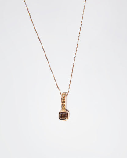 NOVI Jewelry 18K yellow gold pendant with 1.39 ct fancy brown mixed-color diamond and 0.24 ct natural diamonds, SI1-SI3, GWLab certified luxury diamond pendant.