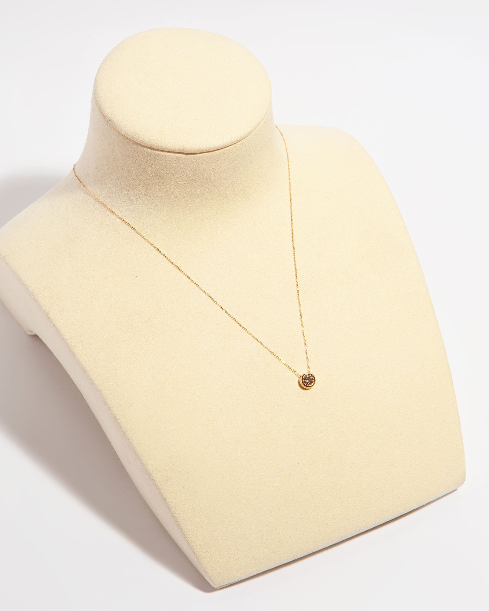 NOVI Jewelry 18K gold pendant necklace with 0.33 ct fancy intense brown natural diamond, IGI certified elegant diamond jewelry.