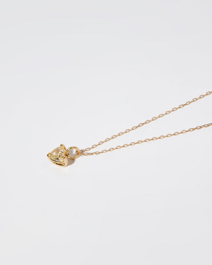 NOVI Jewelry 18K gold heart-shaped pendant with 0.42 ct fancy intense brownish-yellow natural diamond, IGI certified romantic diamond jewelry.