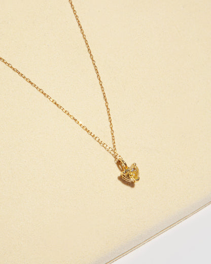 NOVI Jewelry 18K gold heart-shaped pendant with 0.42 ct fancy intense brownish-yellow natural diamond, IGI certified romantic diamond jewelry.