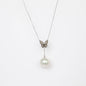 NOVI Jewelry 18K white gold necklace with 14 mm South Sea pearl and 0.21 ct diamonds, elegant butterfly pearl pendant.