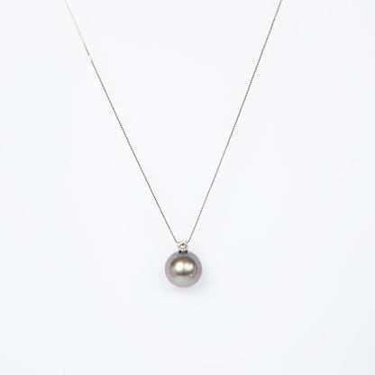 NOVI Jewelry platinum PT900/850 necklace with 15 mm Japanese pearl and 0.3 ct G VS2 diamond, CGL certified luxury pearl pendant.