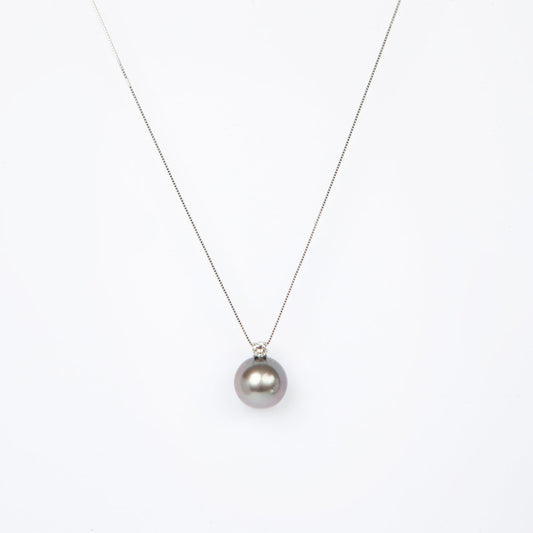 NOVI Jewelry platinum PT900/850 necklace with 15 mm Japanese pearl and 0.3 ct G VS2 diamond, CGL certified luxury pearl pendant.