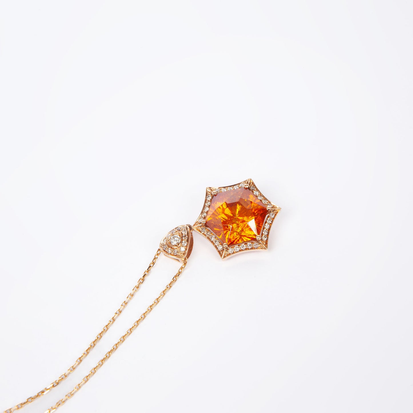 NOVI Jewelry 14K yellow gold pendant with 14.15 ct natural sphalerite and 0.41 ct diamonds, IGE certified luxury gemstone pendant.