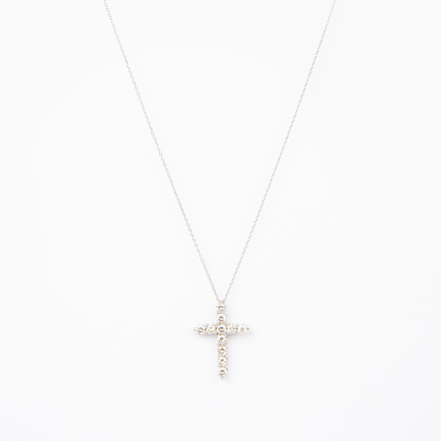 NOVI Jewelry 18K white gold cross pendant with 1.08 ct natural brilliant-cut diamonds, GRA certified diamond cross necklace.