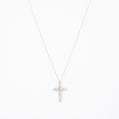 NOVI Jewelry 18K white gold cross pendant with 1.08 ct natural brilliant-cut diamonds, GRA certified diamond cross necklace.