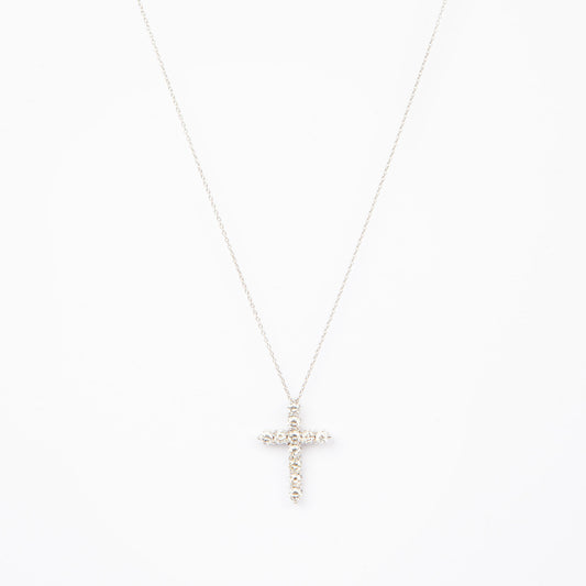 NOVI Jewelry 18K white gold cross pendant with 1.08 ct natural brilliant-cut diamonds, GRA certified diamond cross necklace.