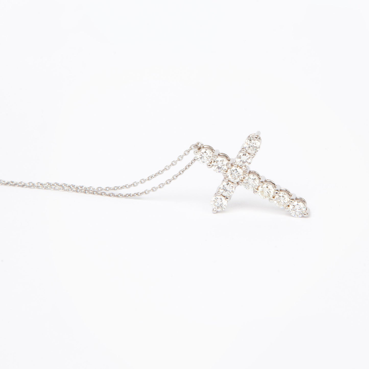 NOVI Jewelry 18K white gold cross pendant with 1.08 ct natural brilliant-cut diamonds, GRA certified diamond cross necklace.