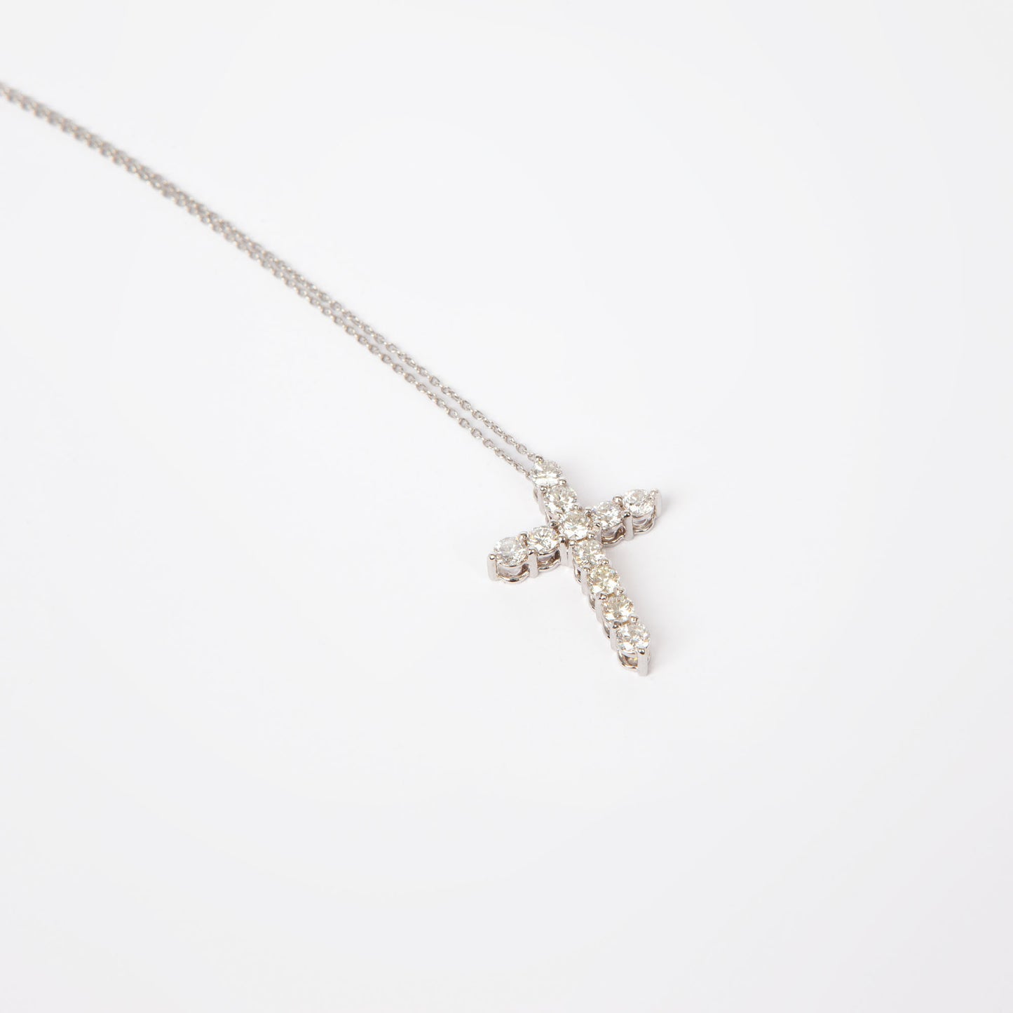 NOVI Jewelry 18K white gold cross pendant with 1.08 ct natural brilliant-cut diamonds, GRA certified diamond cross necklace.