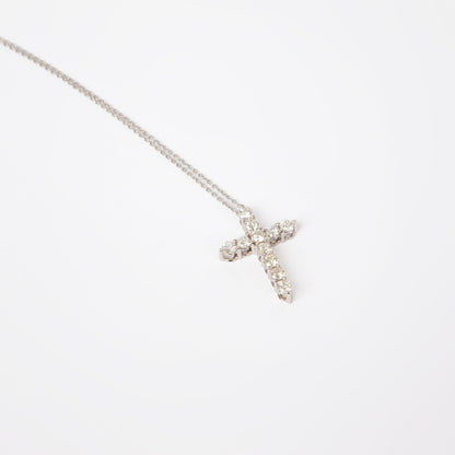 NOVI Jewelry 18K white gold cross pendant with 1.08 ct natural brilliant-cut diamonds, GRA certified diamond cross necklace.