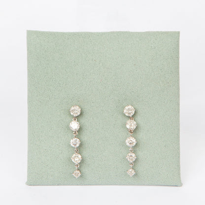 NOVI Jewelry 18K white gold long drop earrings with 2.03 ct natural brilliant-cut diamonds, GCI certified luxury diamond earrings.