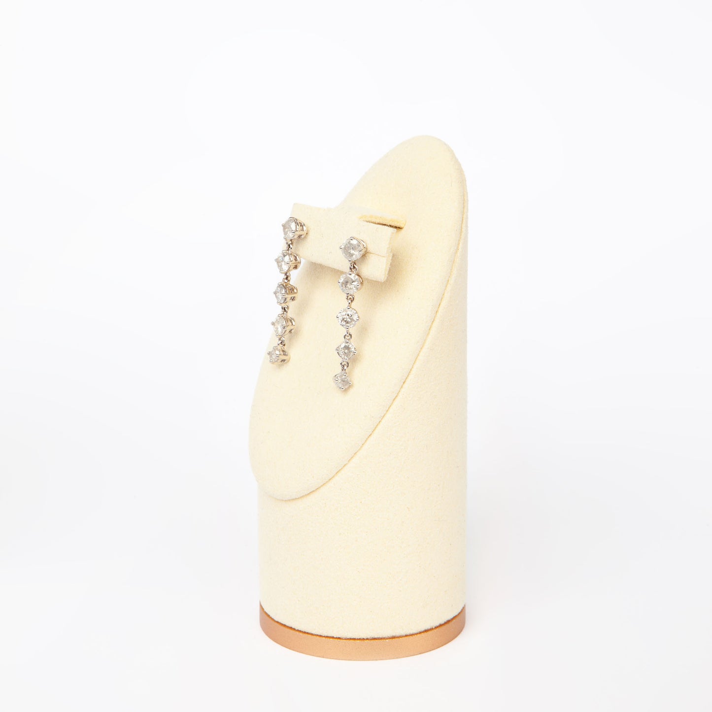 NOVI Jewelry 18K white gold long drop earrings with 2.03 ct natural brilliant-cut diamonds, GCI certified luxury diamond earrings.