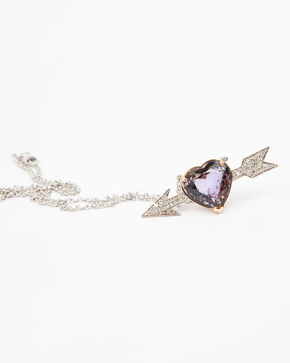 NOVI Jewelry gold pendant with 10.99 ct natural heart-shaped tanzanite, AIGS certified, accented with pavé diamonds, jewelry weight 10 g, gold weight 7.7 g, romantic statement pendant.