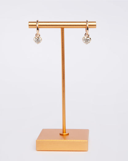 NOVI Jewelry 18K rose gold earrings with 1.01 ct heart-cut natural diamonds, GIA certified luxury diamond earrings.