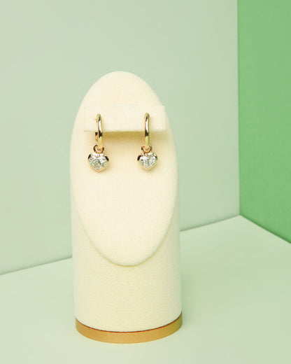 NOVI Jewelry 18K rose gold earrings with 1.01 ct heart-cut natural diamonds, GIA certified luxury diamond earrings.