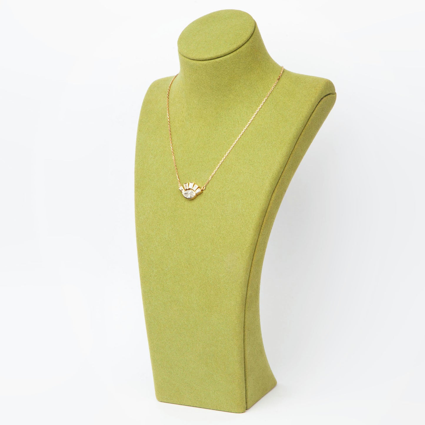 18K white gold necklace featuring 1.01 ct marquise diamond and 0.62 ct trapezoid-cut diamonds, IGI and IGE certified.