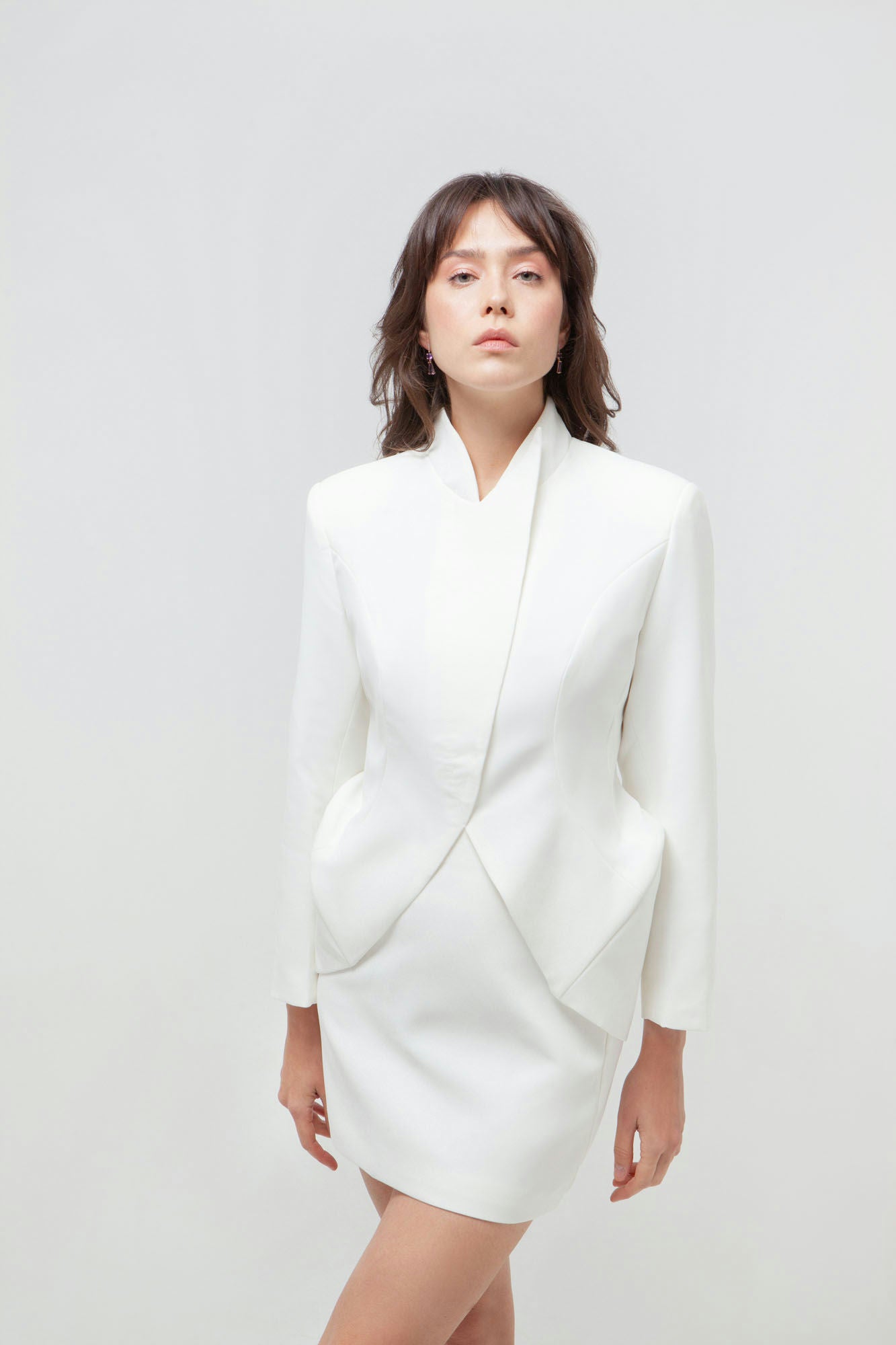 14K gold earrings featuring amethysts and diamond accents.