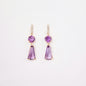 14K gold earrings featuring amethysts and diamond accents.