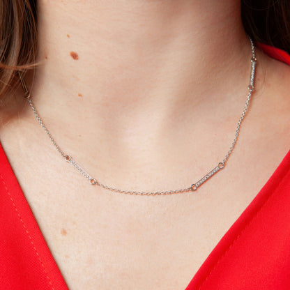 18K White gold Necklace featuring 50 Diamonds totaling 0.45 ct.